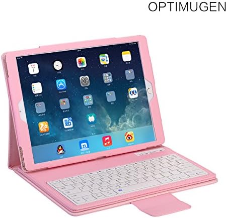 iPad Pro Bluetooth Keyboard Case,OPTIMUGEN (TM) Magnetically Detachable Bluetooth Keyboard PU Leather Muti-angle Stand Folio Smart Cover for Apple iPad Pro 12.9" 2015 (Pink)