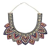 Fabric Colorful Bohemian Acrylic Beads Choker Statement Collar Necklace Colorful