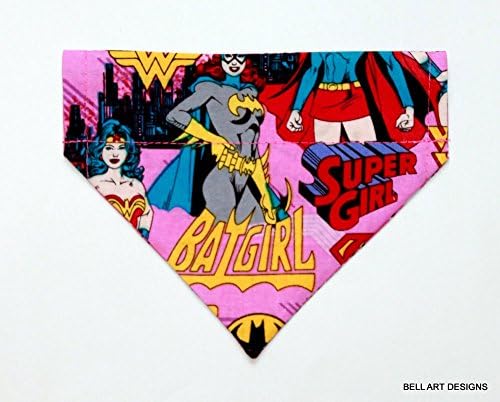 DOG BANDANA, Super Girl, Over the Collar, Reversible, Bell Art Designs, Extra Small, DCXS0408