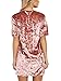 HIKARE Women's Vintage Crushed Velvet Short Sleeve T Shirt Mini Dress Pink Size XL