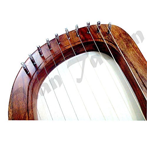 Lyre Harp 10 Metal String Instruments Shesham Wood/Lyra Harp/Lyre Harfe/Case - Thumbnail 3