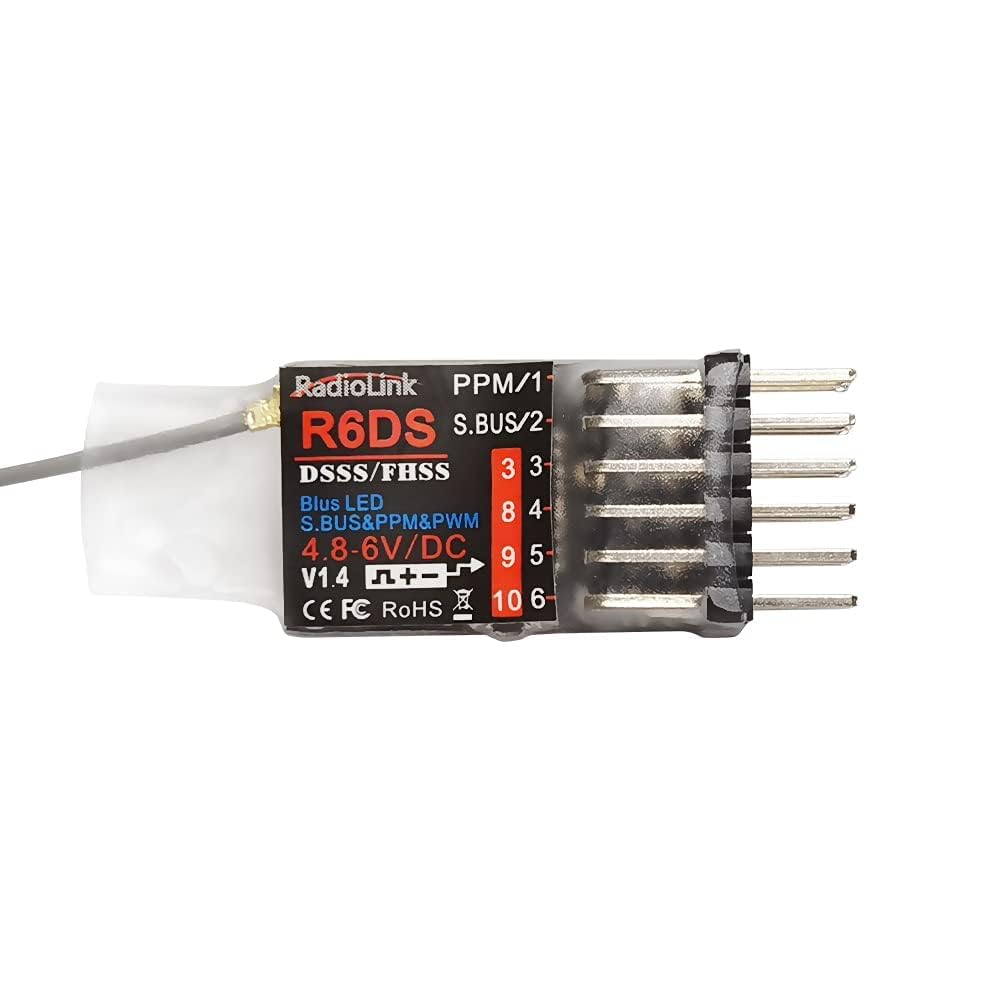 Radiolink R6DS 2.4GHz RC Receiver 6/10 Channels SBUS/PWM/PPM for Drones Aircraft Fixed Wing Compatible with AT9S/AT9S Pro/AT10/AT10II