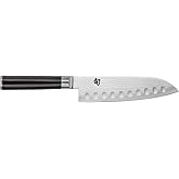Shun Classic 7" Hollow Ground Santoku Knife, Handcrafted Japanese Cutting Knife, VG-MAX Core with Damascus Stainless Steel Cl