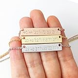 SAME DAY SHIPPING Before 3 PM EST Hand Stamped Custom Coordinates Necklace in Gold Silver Rose Gold Personalized Name Initial Gifts - 4N