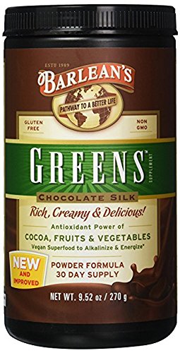 Barlean's Organic Oils Greens, Chocolate Silk, 9.5 Oz (4 Pack)