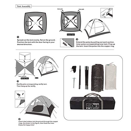 SEMOO Large Door, 3-Person, 3-Season Lightweight Water Resistant Family Camping Tent with Carry Bag - Thumbnail 6