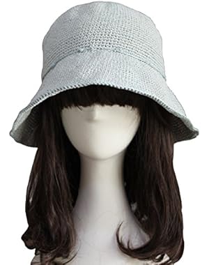 100%Handmade Linen Chic Fashion Knitted Crochet Bucket Hat (Honeydew)