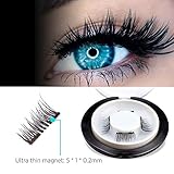 New Double Magnetic False Eyelashes - Ultra Thin 3D Fiber Reusable Best Fake Lashes Extension for Natural, Perfect for Deep Set Eyes & Round Eyes 1 Pairs (4 Pieces)