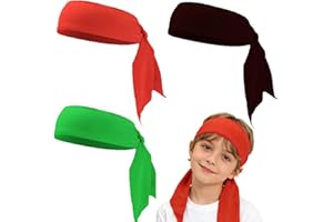 Kids Sports Head Tie, Ninja Karate Athletic Sweatbands Hair Wrap Headbands for Boys Girls (3-Pack)