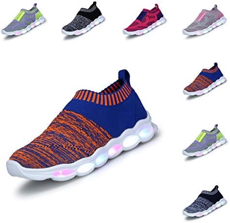 DEDU MusBema LED Light Up Shoes Kids Girls Boys Breathable Flashing Sneakers