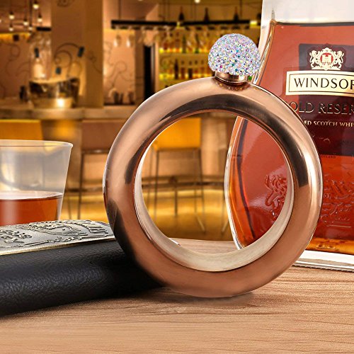 BOKIN Bracelet Bangle Flask Creative 304 Stainless Steel Wine/Alcohol Wrist Flasket with Rhinestone Lid, Funnel in Gift Box For Women Girls Dance Birthday Party Club Bar 3.5oz - Thumbnail 4