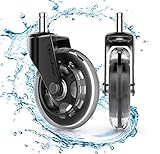 CozmoWorld Office Chair Wheels Set of 5 Universal Fit Rollerblade Type Replacement Swivel Casters -Heavy Duty Soft Rubber Wheel Safe for Hardwood Floor -No More Desk Chair Mats for Carpeted Floors