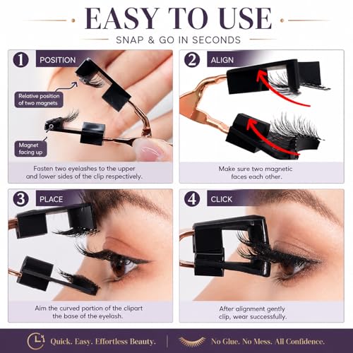 Magnetic Eyelashes Kit - 8 Pairs Magnetic Lashes Natural Look with Applicator - Reusable & No Glue Needed - 2 Natural Styles for Daily Makeup - Easy to Wear False Lashes