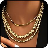 Navirix Chunky Gold Balls Beaded Choker Necklaces Set for Women Layered Snake Bone Chain Collar Necklace Hip Hop Statement Necklaces Jewelry Accessories