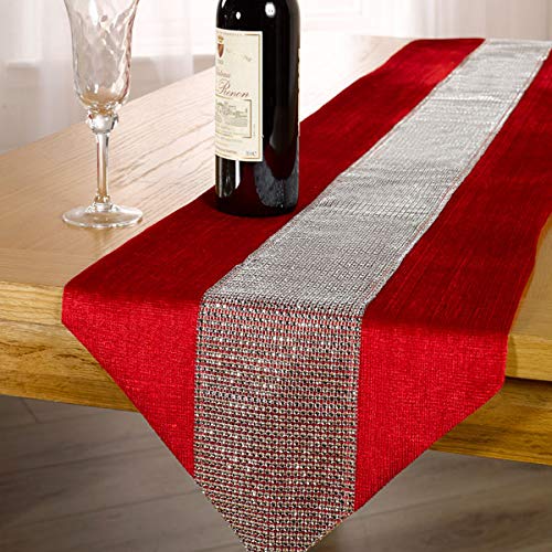 Emma Barclay Eclat - Diamante Table Runner in Wine - 13x90 (33x228cm)