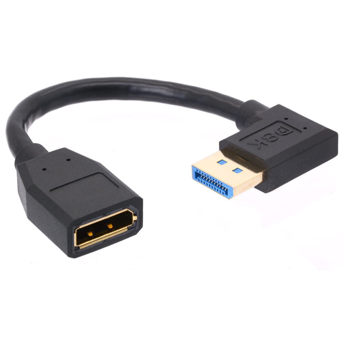 HTGuoji 8K DisplayPort 1.4 Extension Cable, 90 Degree Angle DP Male to DP Female Extender Adapter Connector Cord, Support 8K@60Hz 4K@144Hz 1080p@240HZ, Full HD Stereo 3D 15cm (Right)