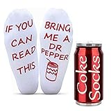 Isbasa If You Can Read This Bring Me A Dr Pepper Socks with 12oz Vacuum Insulated Tumbler, Novelty Socks Christmas Present Funny Gifts Cotton Socks