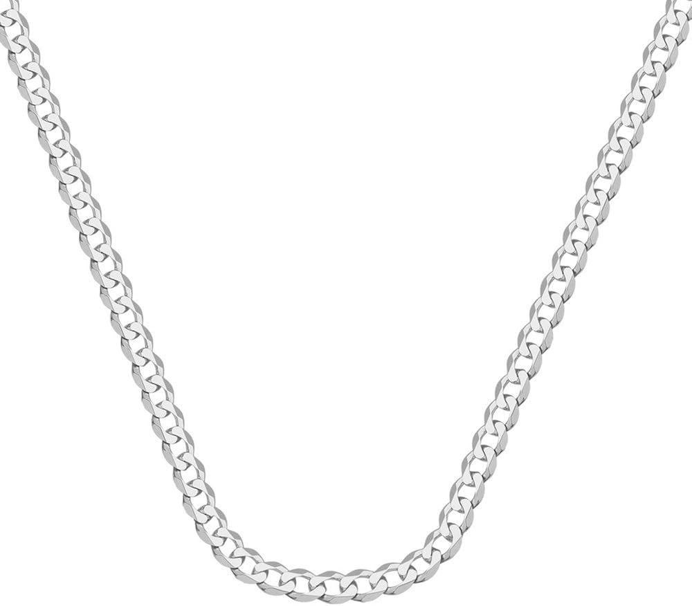 14k Curb Chain Necklace in White Gold 