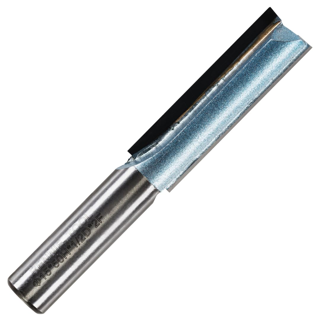 Rennie Tools - 15mm Cutting Diameter x 50mm Flute x 1/2" Shank TCT Tipped 2 Flute Straight Router Cutter Bit. Compatible With Makita Trend Festool Hikoki Dewalt Router Etc. 15mm Router Bit