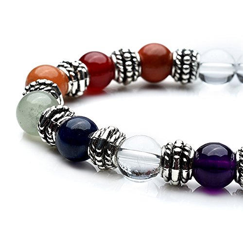 QGEM 2pcs Bracelet en Pierre Quartz Cristal de Roche Blanc Naturelle Pendentif \'Ajna\' pour Amoureux Meilleure Amie Femme Homme