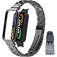 T-BLUER Compatible for Xiaomi Redmi Smart Band Pro Strap,Redmi Smart Band Pro Stainless Steel Metal Replacement Bands Straps Watchband Accessories for Xiaomi Redmi Smart Band Pro Bracelet