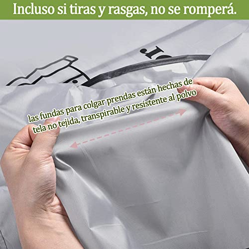 Protector de Ropa Colgante, Transpirable Reutilizable de Ropa Colgante para Trajes, Funda Protectora para Ropa con Cinta y Correa Mágicas,Ideal para Abrigos, Vestidos, Trajes,Chaqueta y Ropa Más Larga