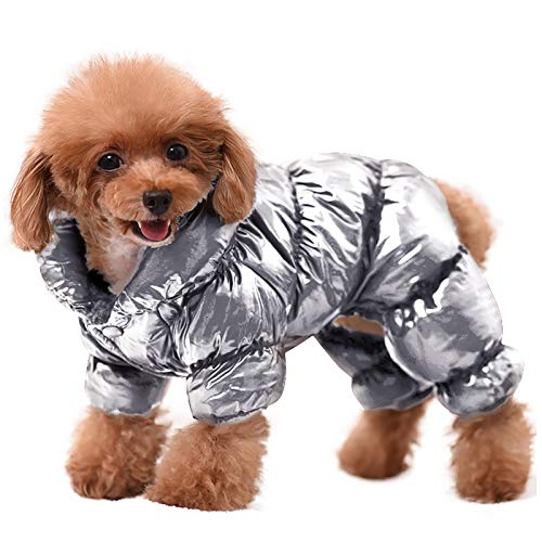 Photo 1 of AOFITEE Dog Coat, Dog Winter Jacket, Fullbody Dogs Winter Coat Snowsuit, Waterproof Pet Puffer Jacket Snow Suit with Legs, Pet Fleece Vest, Cold Weather Coats for Small Dogs, Silver L
