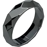 Aavedge Hematite Rings for Men & Women, Unisex Healing Crystal Jewelry, Beveled Men's & Women's Black Crystal Stone Ring. Absorb Negative Energy, Anxiety Relief, Chakra Balance. Size 6-13