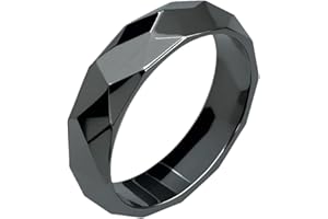 Aavedge Hematite Rings for Men & Women, Unisex Healing Crystal Jewelry, Beveled Men's & Women's Black Crystal Stone Ring. Absorb Negative Energy, Anxiety Relief, Chakra Balance. Size 6-13