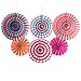Threemart Fiesta Colorful Paper Fans Lantern for Wedding Birthday Carnival Party Supplies-12 Pack