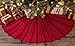 LimBridge Christmas Tree Skirt, 48 inches Knitted Ruffled Rustic Pleated Thick Heavy Yarn Knit Xmas Holiday Decoration, Red
