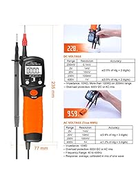HOLDPEAK HP-38B Multímetro digital tipo bolígrafo Probador de voltaje 2000 Cuenta para medir el voltímetro Probador de diodo de resistencia con retención de datos, retroiluminación y linterna.