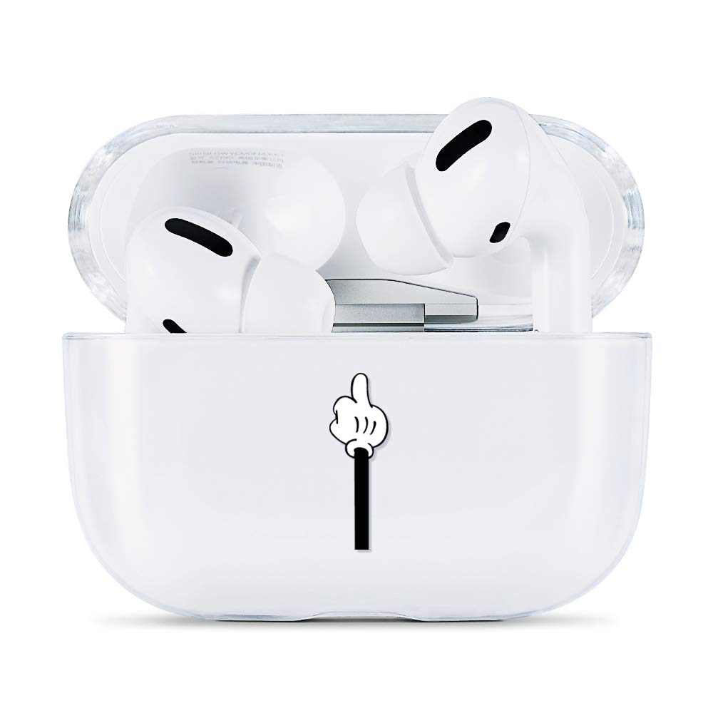AKABEILA Case Compatible with Apple AirPods Pro Case Transparent Silicone Cute Design AirPod Pro 2019 Case Cover Front LED Visible Wireless Charging Case