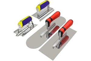 DIXIANG Concrete Tools Set Stainless Steel Flat Finishing Trowel and Pool Trowel Plus Concrete Edger and Groover Stucco Cement Kit Masonry Construction Hand kit