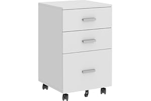 soges 3 Drawer Vertical File Cabinet on The Wheels, Mobile Filing Cabinet Office Storage Cabinet, Drawer Cabinet for Home Off