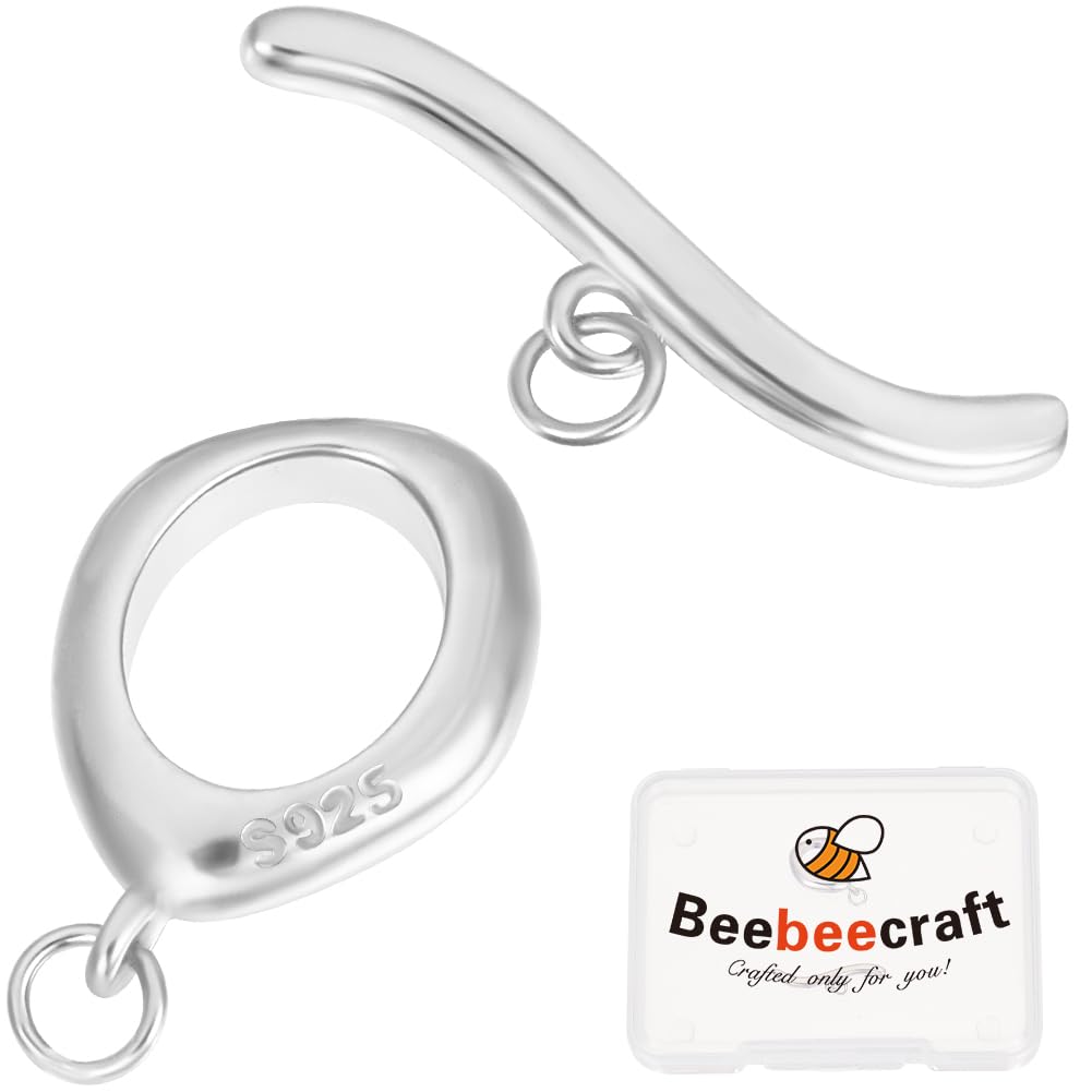 Beebeecraft 1 Box 1 Set Toggle Clasps 925 Sterling Silver OT Toggle Clasps Jewelry Clasps for DIY Necklace Bracelet Jewelry Making