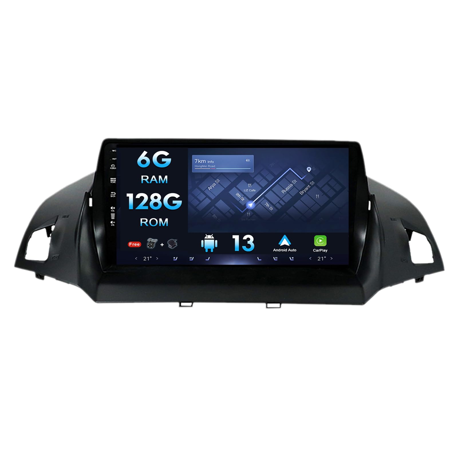 [6G+128G] 9" IPS 2 Din Android 13 Car Stereo Suitable For Ford Kuga Escape 2013-2016 [Built-in Carplay+DSP+GPS Navi ] - Free Camera+Mic SWC 4G WiFi AUX DAB Head Unit