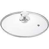 Glass Lid for 11 Inch Stainless Steel Cast Iron Skillets Frying Pans, 28cm Tempered Lids for Dutch Ovens, 11 In Pan Cover with Stainless Steel Rim for Stock Pots, Dishwasher Safe