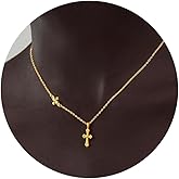 DOREENAMORIS Layered Gold Cross Necklaces for Women, Stack Stackable Chunky 14K Gold Plated Cubic Zirconia Pendant Necklace Set Dainty Choker Layering Necklaces for Women Faith Jewelry Religious Gift