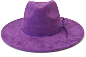Wotfim Fedora Hats for Women Man with Big Wide Brim Classic Suede Panama Hat Western Outdoor hat