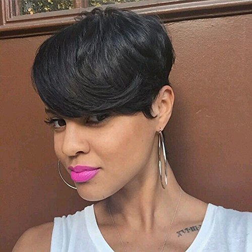 UDU Short Cute Pixie Cut Wig for African Women 100% Brazilian Short Straight Women Bob Wig 80g None Lace Frontal Wig Short Wigs For Black Women Human Hair Free Full Wigs Stright Hair Bundles 6