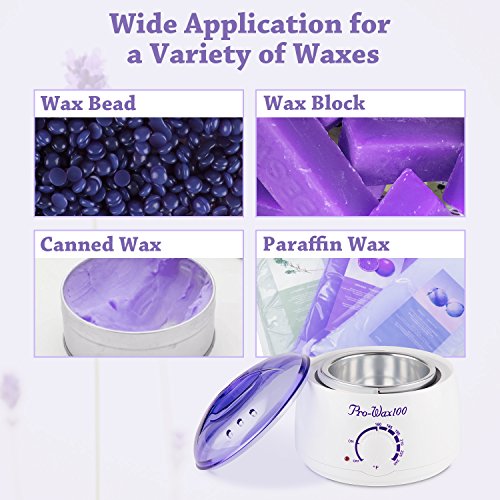 Wax Warmer Hair Removal Kit Electric Wax Melter Hot Wax Warmer Brazilian Wax Kit with 4 Different Flavors Wax Beans and 10 Wax Applicator Sticks for Women, men