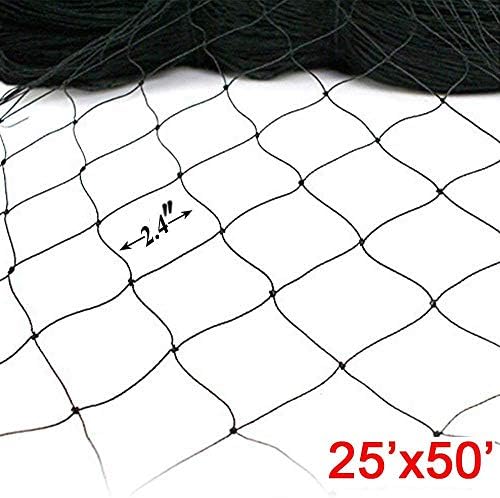 Bird Net -Netting for Bird Poultry Aviary Game Pens New 2.4" Square Mesh Size (25' x 50')