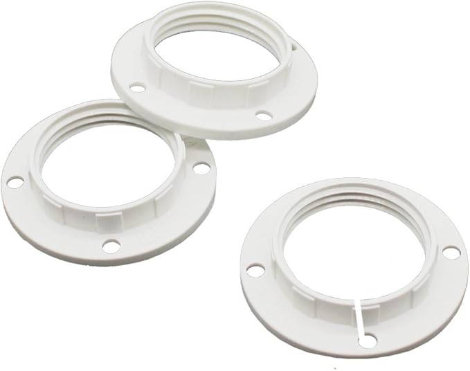 3piece screw ring E14 plastic, white, for lamp socket rings and lamp
