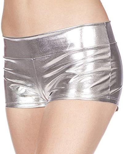 Girl and Women Pvc Gothic Metallic Shiny Party Underwear Pole Dancing Wet Look Mini Pants 10 colors (silver)