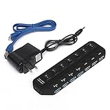 ONCHOICE USB Hub 7 Ports 4xUSB3.0 + 3xUSB2.0 with On/Off Switch High Super Speed Adapter with Cable for Laptop PC