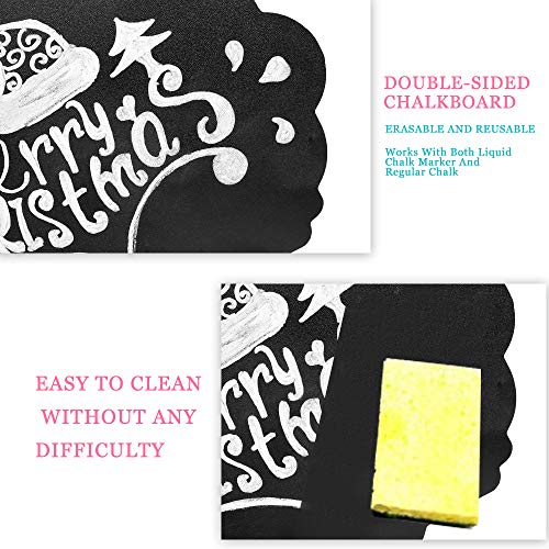 VSADEY 4 Pack Chalkboard Sign Hanging, Double-Sided Erasable Message Board, Small Hanging Liquid Chalkboard Signs with Hanging String for Wedding, Bar, Cafe, Restaurant