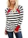 Astylish Women Casual Color Block Crewneck Long Sleeve Striped T-Shirt Blouse Tops Red X-Large