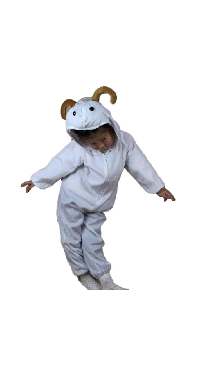 Matissa Kids Animal costumes Boys Girls Unisex Fancy Dress outfit Cosplay Children onesie (Goat, M (For kids 90-105 cm tall))