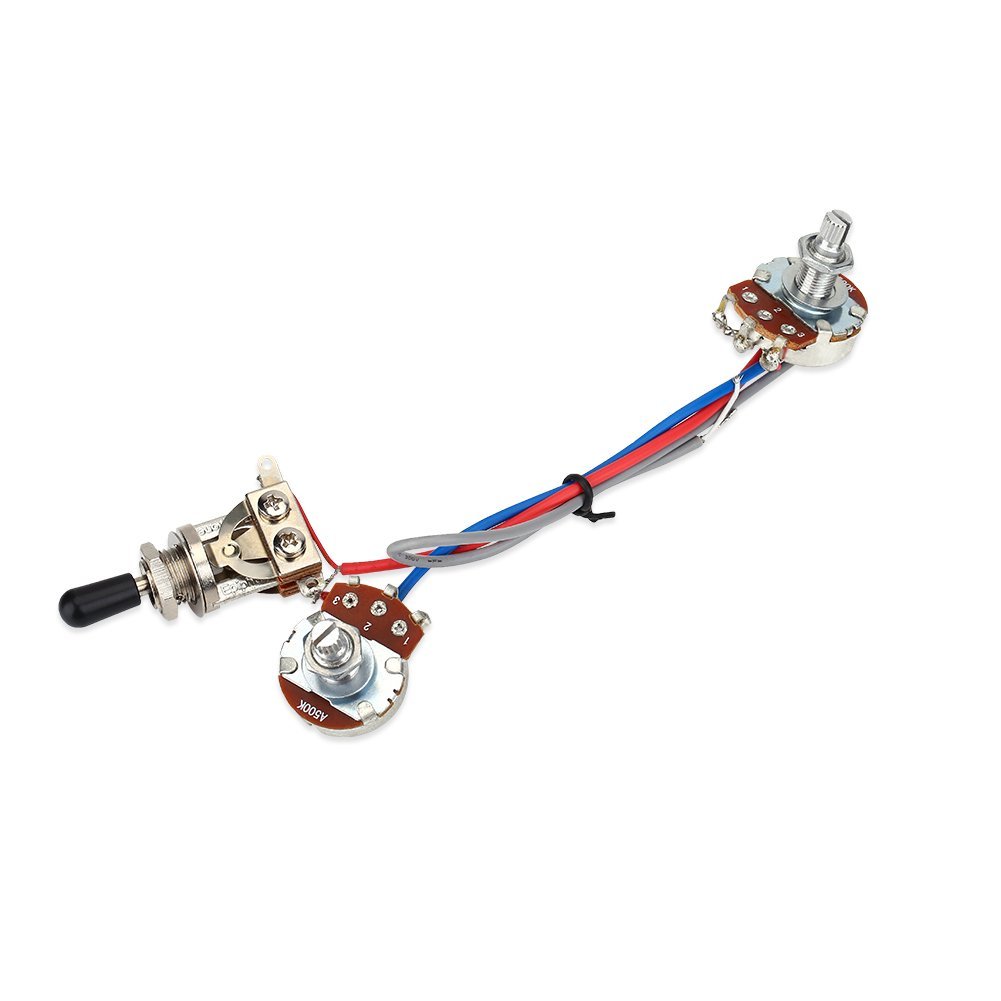Guitar Wiring Harness Kit, 1 Volume 1 Tone 3 Way Toggle Switch 500K for Electric Guitar